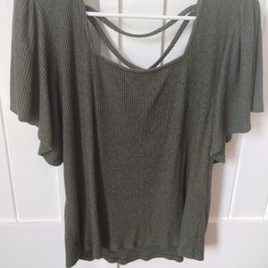 Maurices Dark Green Ribbed Blouse